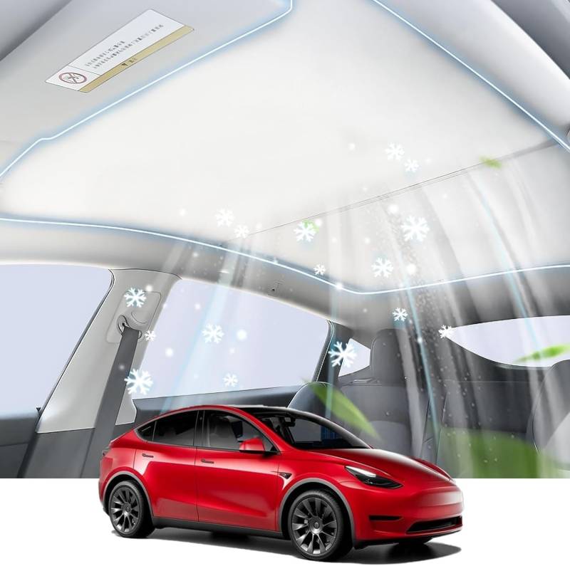 Sonnenblenden kompatibel mit T-esla 2021 2022 2023 Model 3 Glasdach, Auto Schiebedach Glas Schatten faltbar Sonnenschirm Hitze isolieren Sonnenschirm Sonnenschutz (White) von LIROPAU
