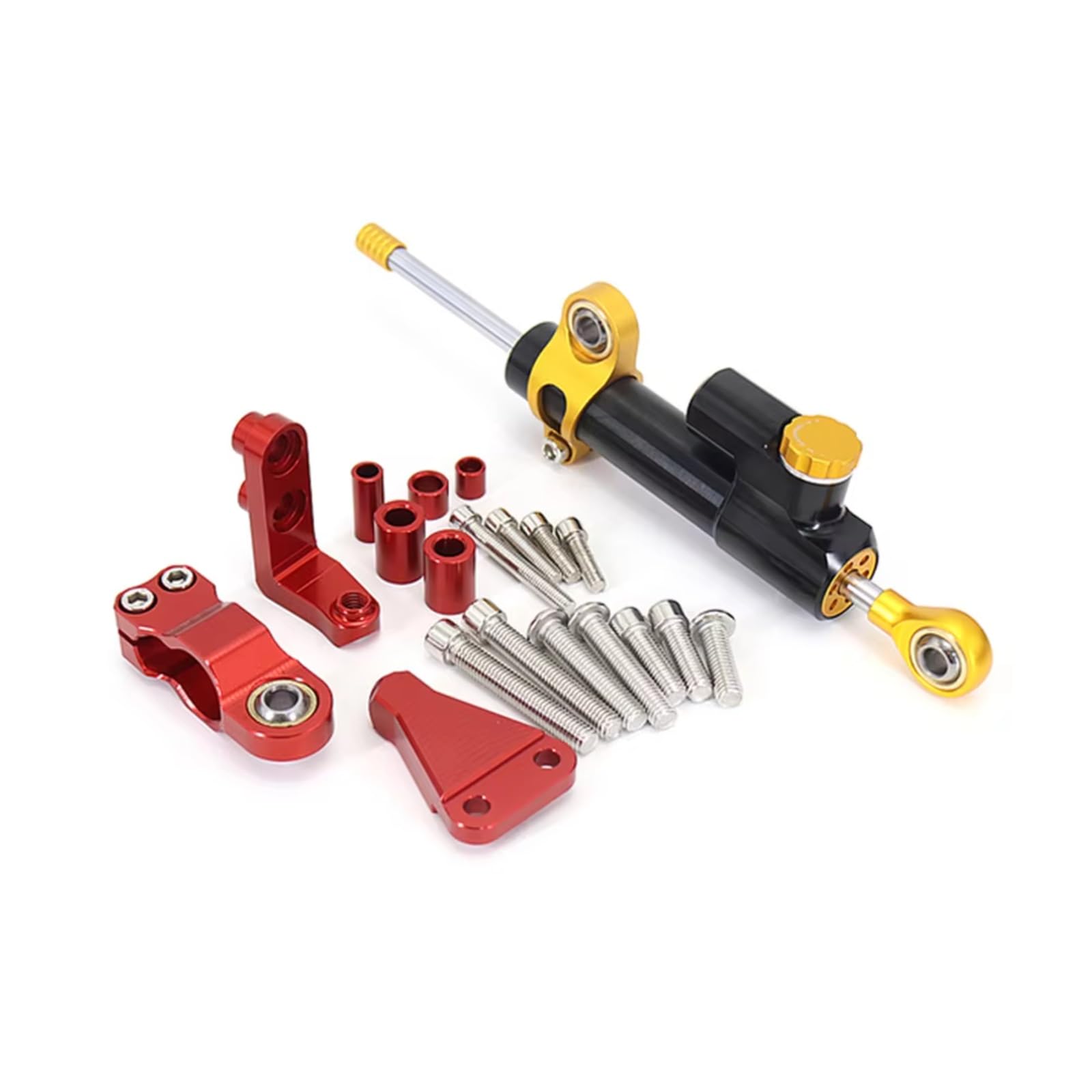 LISROEU Lenkungsstabilisator Kompatibel Mit Aprilia Für RS660 2021 2022 2023 Motorraddämpfer Lenkstabilisierungshalterung Einstellbares Universalzubehör(Black-Red2) von LISROEU