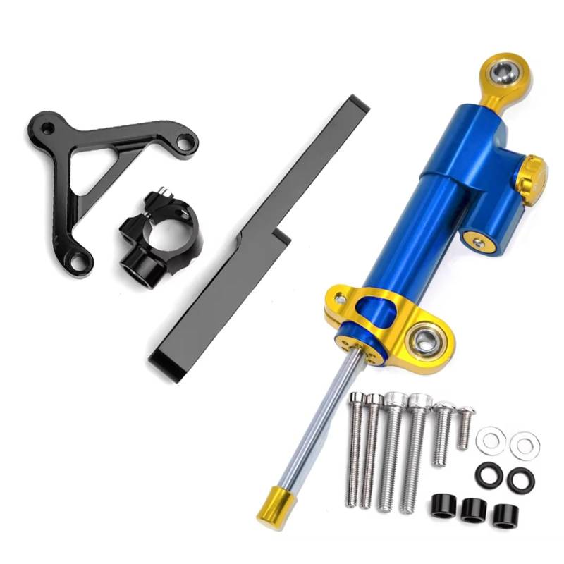 LISROEU Lenkungsstabilisator Kompatibel Mit CB1000R 2008-2016 Motorrad Dämpfer Lenkungsstabilisierungshalterung Universalzubehör Einstellbare Teile(Blue-Yellow) von LISROEU