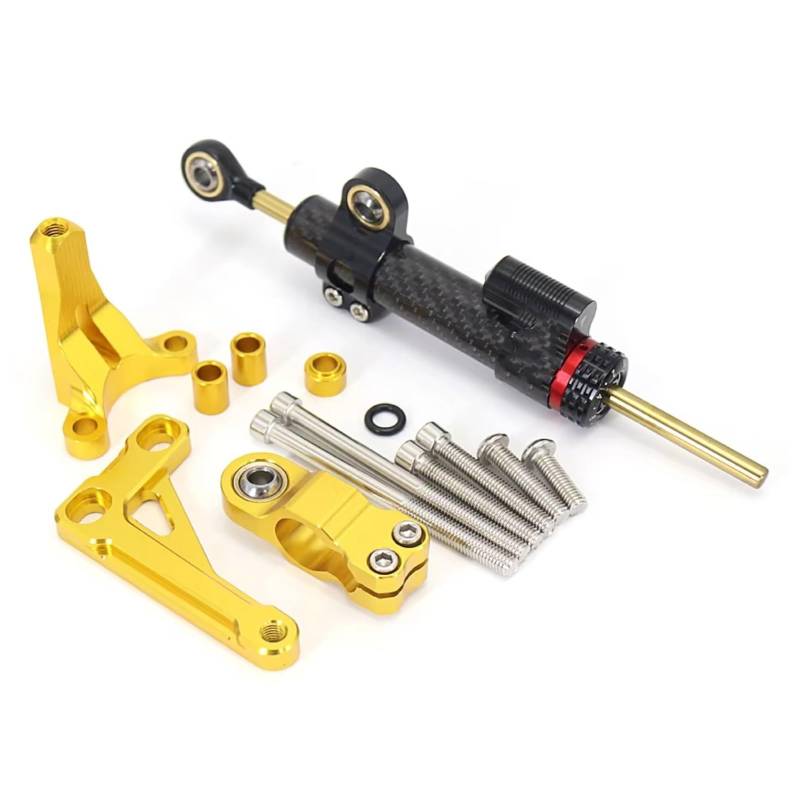 LISROEU Lenkungsstabilisator Kompatibel Mit CB1000R 2018-2023 Motorrad Lenkungsdämpfer Stabilisatorhalterung Kit Teile Verstellbar Universelles Zubehör(Black-Yellow) von LISROEU