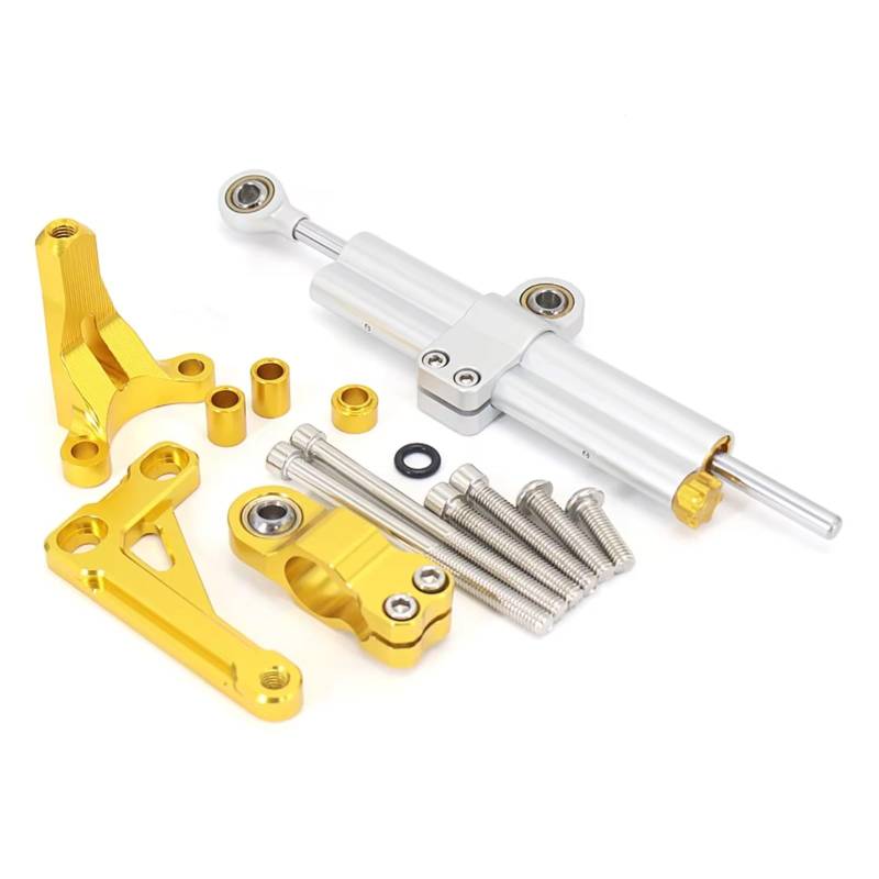LISROEU Lenkungsstabilisator Kompatibel Mit CB1000R 2018-2023 Motorrad Lenkungsdämpfer Stabilisieren Sie Den Halterungsmontagesatz Universalzubehör Einstellbar(Silver-Yellow) von LISROEU