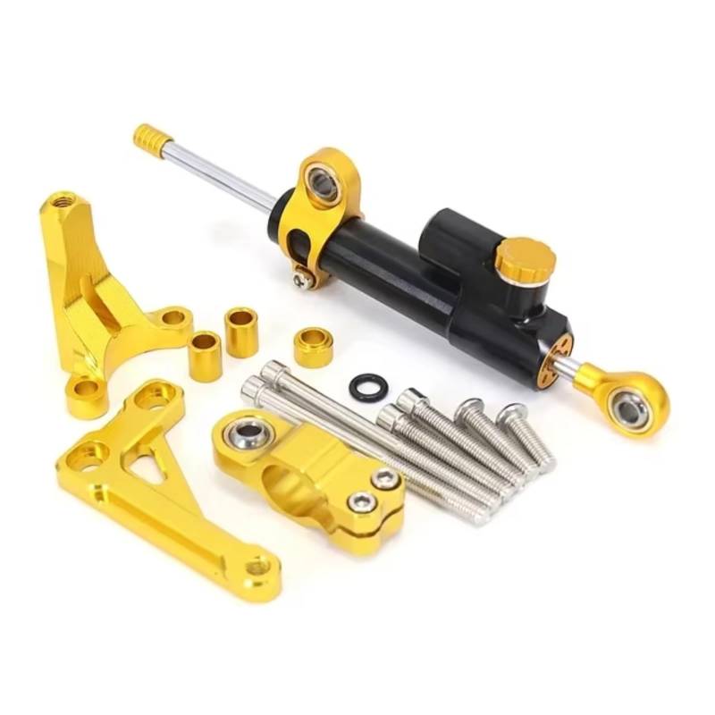 LISROEU Lenkungsstabilisator Kompatibel Mit CB1000R 2018-2023 Motorrad Stabilisator Lenkungsdämpfer Halterungssatz Teile Linearabsorber Universalzubehör(Black-Yellow1) von LISROEU