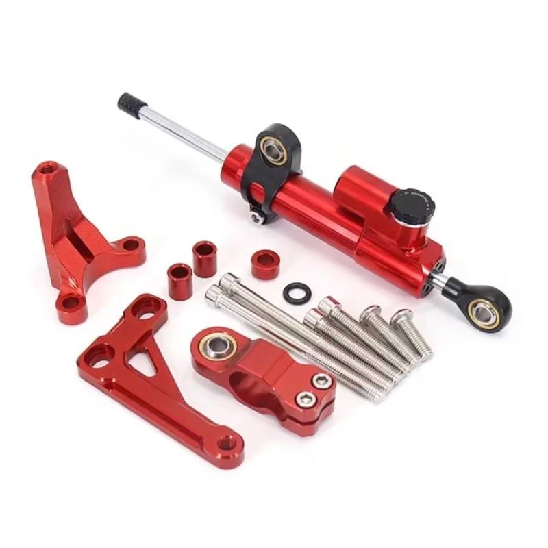 LISROEU Lenkungsstabilisator Kompatibel Mit CB1000R 2018-2023 Motorrad Stabilisator Lenkungsdämpfer Halterungssatz Teile Linearabsorber Universalzubehör(Red) von LISROEU