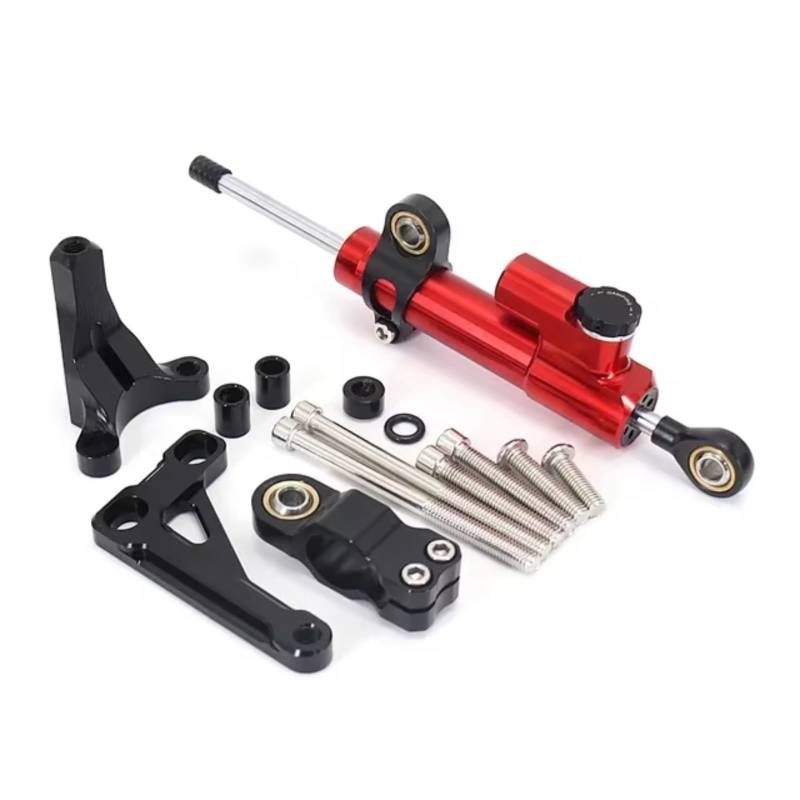 LISROEU Lenkungsstabilisator Kompatibel Mit CB1000R 2018-2023 Motorrad Stabilisator Lenkungsdämpfer Halterungssatz Teile Linearabsorber Universalzubehör(Red-Black) von LISROEU