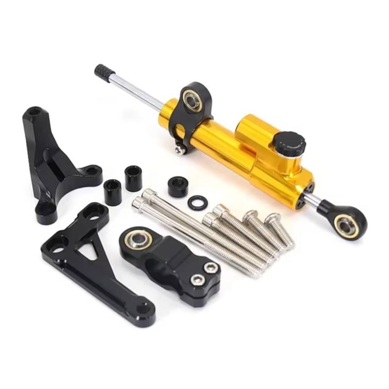 LISROEU Lenkungsstabilisator Kompatibel Mit CB1000R 2018-2023 Motorrad Stabilisator Lenkungsdämpfer Halterungssatz Teile Linearabsorber Universalzubehör(Yellow-Black) von LISROEU