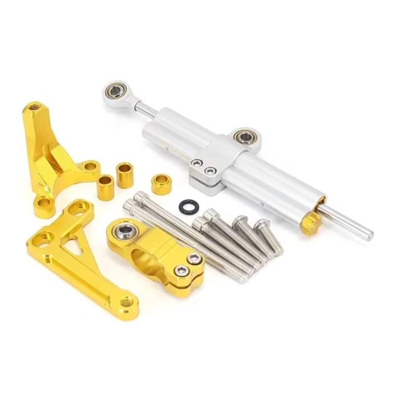 LISROEU Lenkungsstabilisator Kompatibel Mit CB1000R 2018-2023 Motorrad Stabilisator Lenkungsdämpfer Montagehalterungs Unterstützungskit Zubehör Universell(Silver-Yellow) von LISROEU