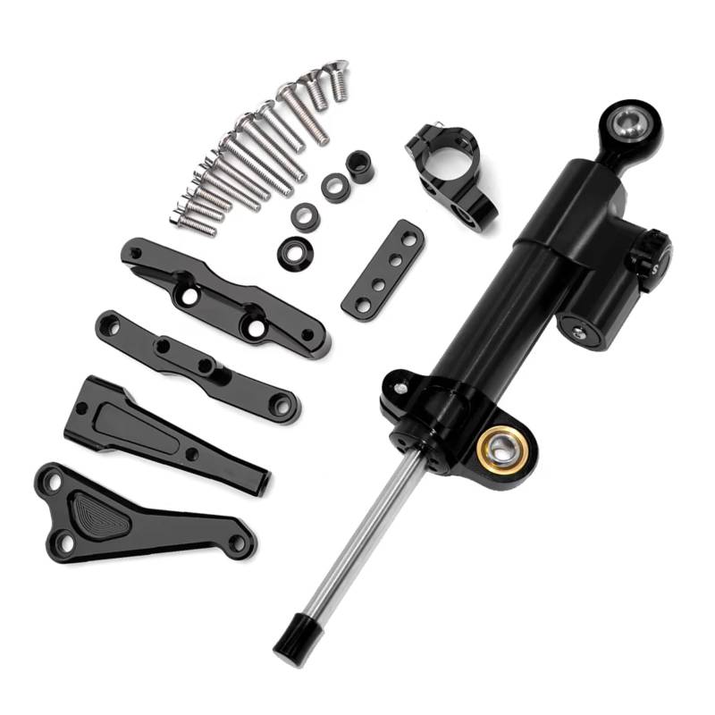LISROEU Lenkungsstabilisator Kompatibel Mit CB650F Motorrad Lenkungsdämpfer Stabilisatorhalterung Unterstützung Lenkerstabilisator Universelles Zubehör Einstellbar(Black) von LISROEU