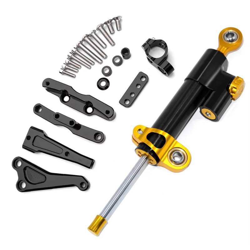 LISROEU Lenkungsstabilisator Kompatibel Mit CB650F Motorraddämpfer Lenkungsstabilisierungsmontage Linearabsorberhalterung Universalzubehör Einstellbarer Satz(Black-Yellow) von LISROEU