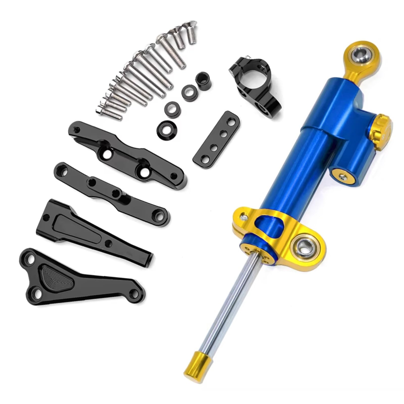 LISROEU Lenkungsstabilisator Kompatibel Mit CB650F Motorraddämpfer Lenkungsstabilisierungsmontage Linearabsorberhalterung Universalzubehör Einstellbarer Satz(Blue-Yellow) von LISROEU