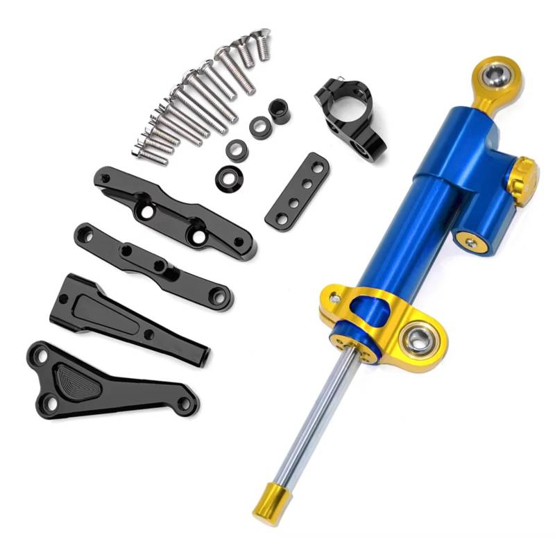 LISROEU Lenkungsstabilisator Kompatibel Mit CB650F Motorraddämpfer Lenkungsstabilisierungsmontage Linearabsorberhalterung Universalzubehör Einstellbarer Satz(Blue-Yellow) von LISROEU