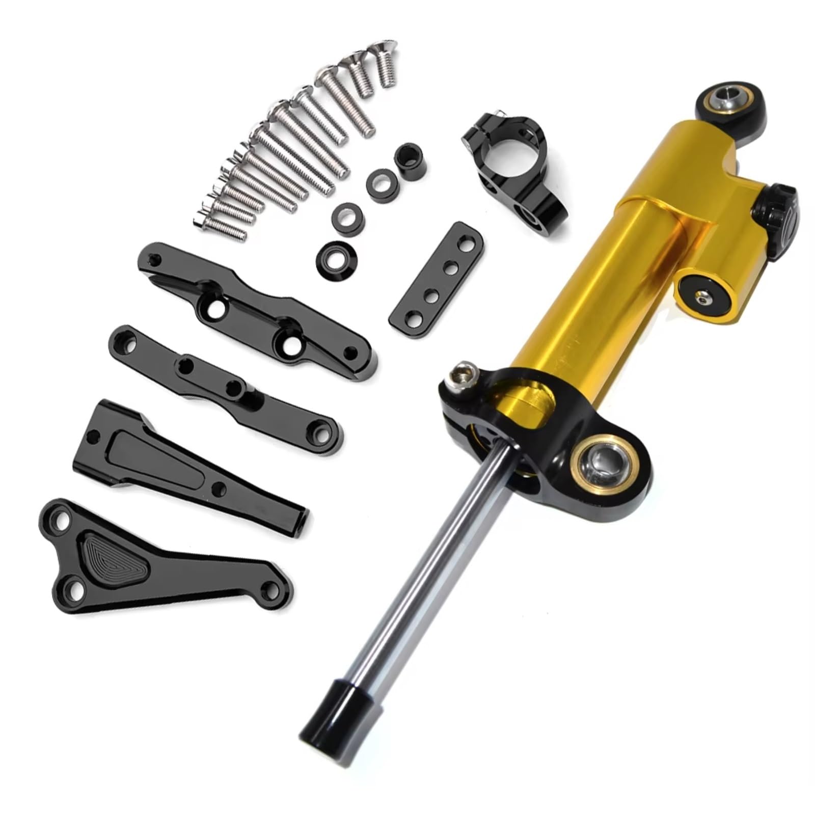 LISROEU Lenkungsstabilisator Kompatibel Mit CB650F Motorraddämpfer Lenkungsstabilisierungsmontage Linearabsorberhalterung Universalzubehör Einstellbarer Satz(Yellow-Black) von LISROEU
