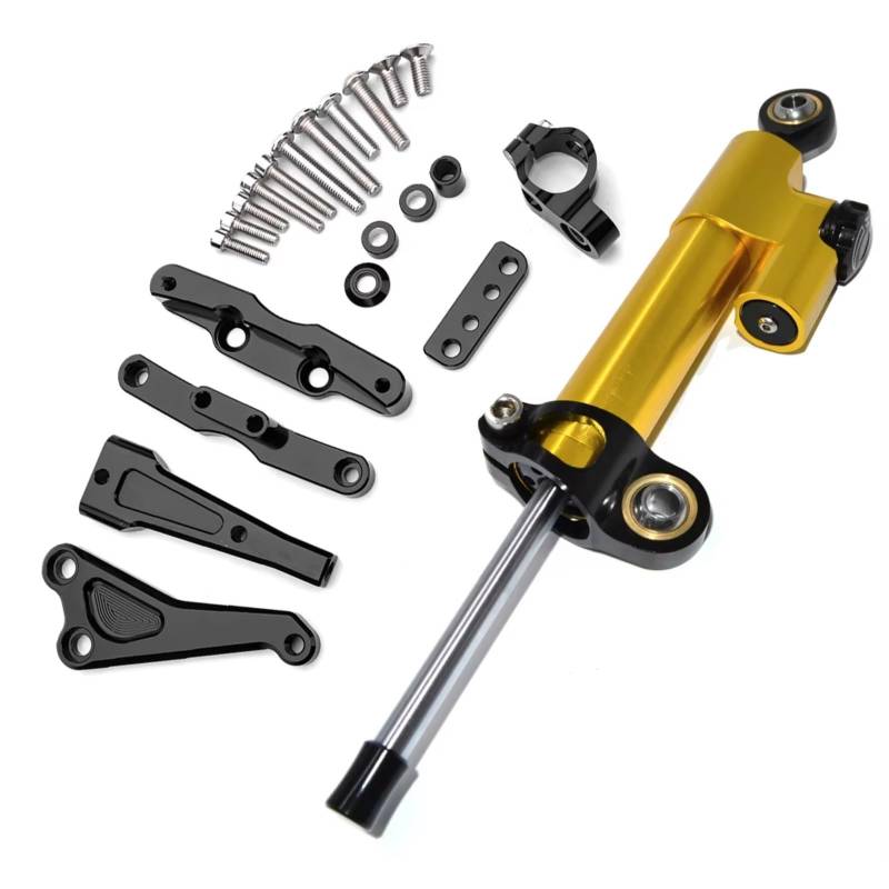 LISROEU Lenkungsstabilisator Kompatibel Mit CB650F Motorraddämpfer Lenkungsstabilisierungsmontage Linearabsorberhalterung Universalzubehör Einstellbarer Satz(Yellow-Black) von LISROEU
