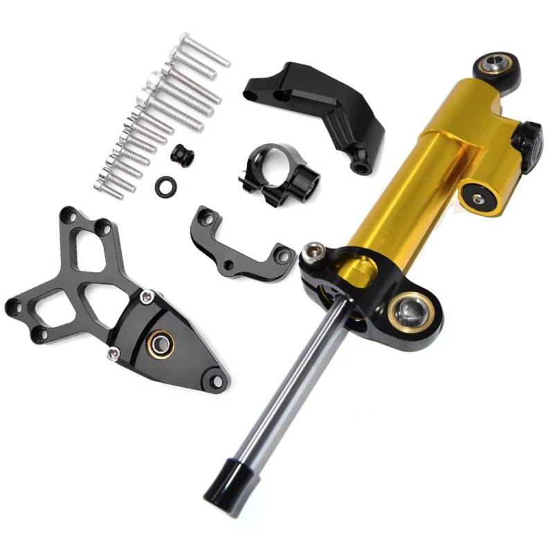 LISROEU Lenkungsstabilisator Kompatibel Mit CBR1000 2008-2014 Motorraddämpfer Lenkstabilisierungshalterung Unterstützung Linearabsorber Universalzubehör(Yellow-Black) von LISROEU