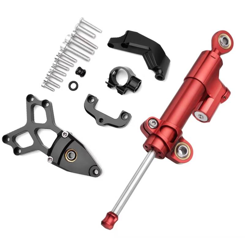 LISROEU Lenkungsstabilisator Kompatibel Mit CBR1000 2008-2014 Unterstützung Der Lenkungsstabilisierungshalterung Für Motorraddämpfer Einstellbares Universal Zubehör Kit(Red) von LISROEU