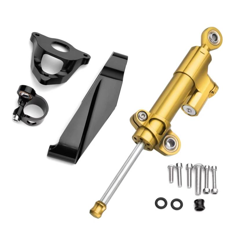LISROEU Lenkungsstabilisator Kompatibel Mit CBR600RR 2007-2016 Motorraddämpfer Lenkstabilisierungshalterung Lenkerstabilisatorhalterung Universalzubehör(Yellow) von LISROEU