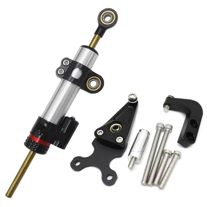 LISROEU Lenkungsstabilisator Kompatibel Mit CBR650R 2019 2020 2021 2022 2023 Motorrad Lenkstabilisierungsdämpferhalterung Zubehör Einstellbare Kit Teile(Silver) von LISROEU