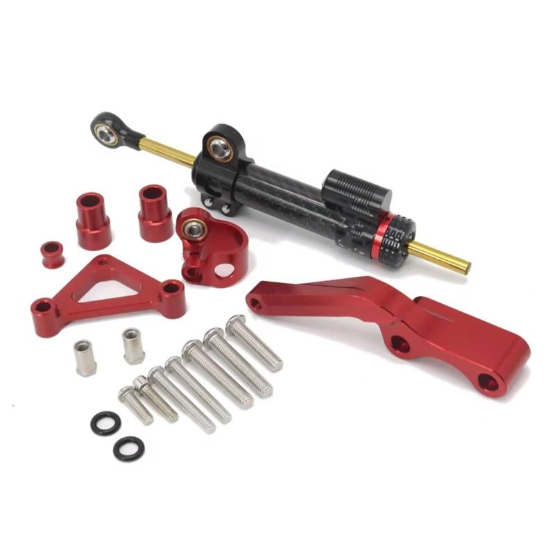 LISROEU Lenkungsstabilisator Kompatibel Mit Ducati Für Monster 1100 1100S 2008-up Motorrad Lenkungsdämpfer Stabilisator Montagehalterungs Unterstützungssatz Universalzubehör(Black-Red) von LISROEU
