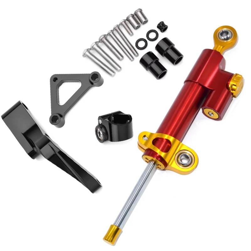 LISROEU Lenkungsstabilisator Kompatibel Mit Ducati Für Monster 696 796 795 Motorrad Dämpfer Lenkungsstabilisierungshalterung Unterstützung Für Lineare Absorber Universelles Zubehör(Red-Yellow) von LISROEU