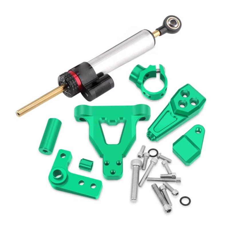 LISROEU Lenkungsstabilisator Kompatibel Mit Ninja 1000SX Für Z1000SX Motorrad Lenkungsdämpfer Stabilisator Universelle Lenker Stabilisator Halterung Universelle Unterstützung(Silver-Green) von LISROEU