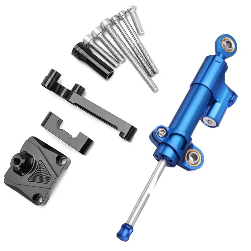 LISROEU Lenkungsstabilisator Kompatibel Mit Ninja 250R Für EX250 2008–2012 Motorrad Dämpfer Lenkung Stabilisieren Montagehalterung Universalzubehör(Blue) von LISROEU