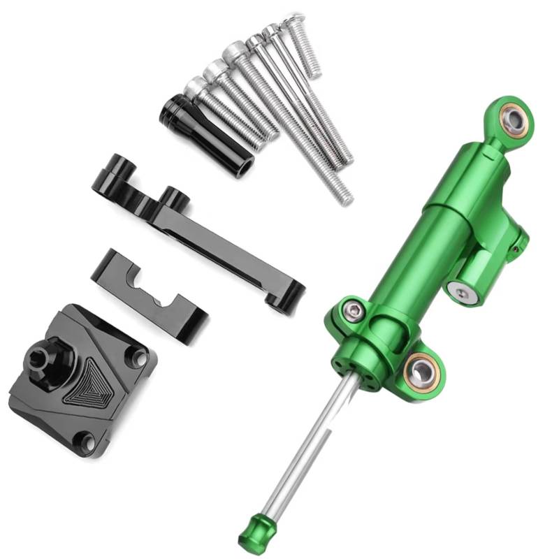LISROEU Lenkungsstabilisator Kompatibel Mit Ninja250R Für EX250 2008–2012 Motorrad Dämpfer Lenkung Stabilisieren Montagehalterung Universalzubehör Einstellbar(Green) von LISROEU