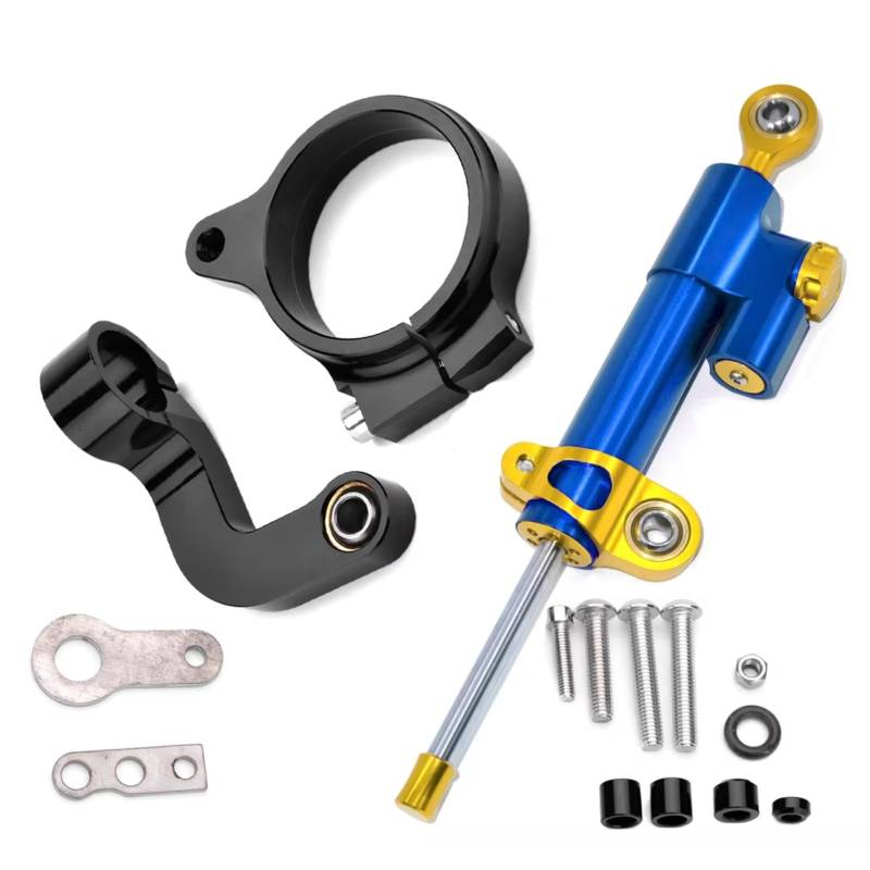 LISROEU Lenkungsstabilisator Kompatibel Mit R1200GS Für LC 2013–2016 Motorrad Dämpfer Lenkung Stabilisieren Montagehalter Verstellbar Universelles Zubehör(Blue-Yellow) von LISROEU
