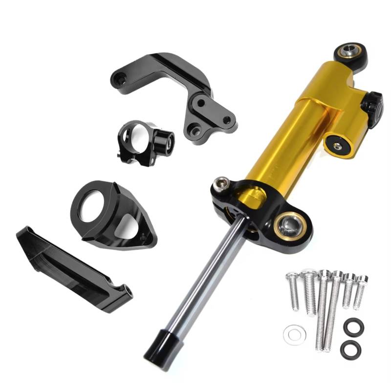 LISROEU Lenkungsstabilisator Kompatibel Mit Suzuki Für GSXR1000 2009–2015 Motorrad Dämpfer Lenkung Stabilisieren Montagehalterung Halterung Unterstützung Zubehör(Yellow-Black) von LISROEU