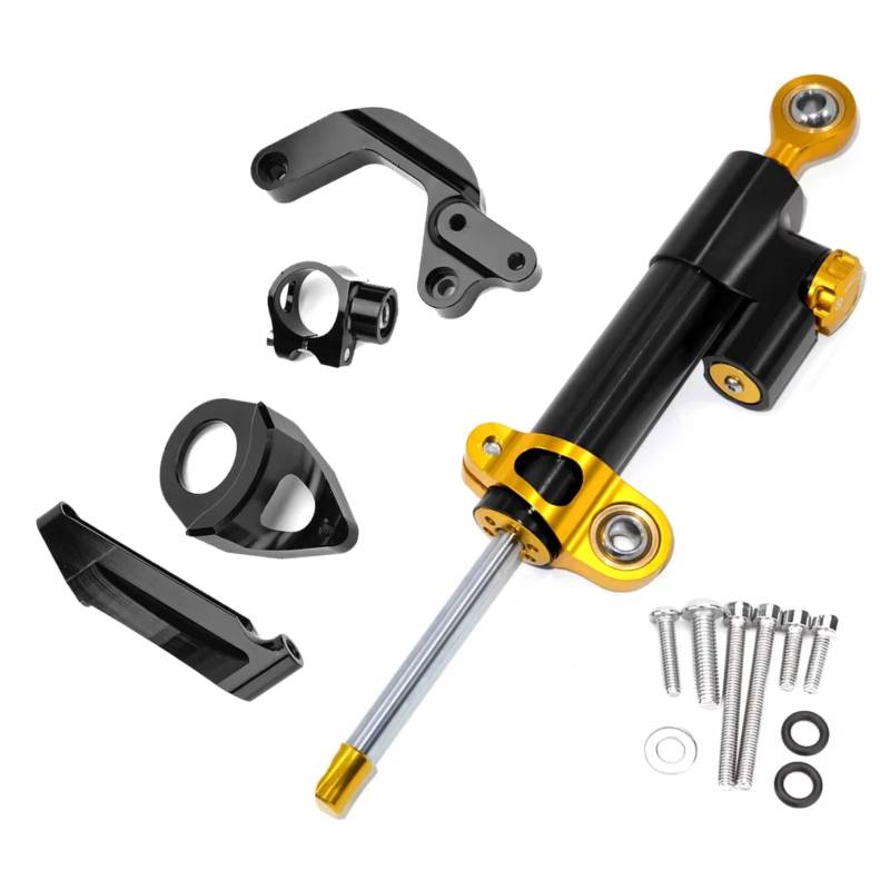 LISROEU Lenkungsstabilisator Kompatibel Mit Suzuki Für GSXR1000 2009–2015 Motorrad Dämpfer Lenkung Stabilisieren Montagehalterung Unterstützung Für Lineare Absorber(Black-Yellow) von LISROEU