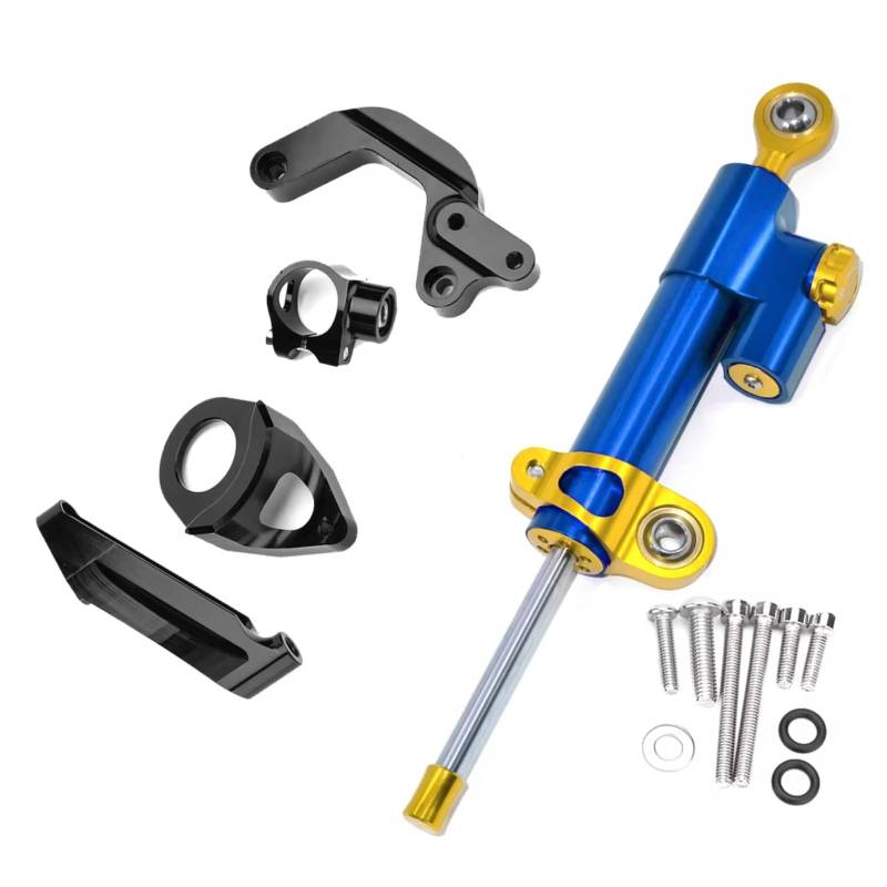 LISROEU Lenkungsstabilisator Kompatibel Mit Suzuki Für GSXR1000 2009–2015 Motorrad Dämpfer Lenkung Stabilisieren Montagehalterung Unterstützung Für Lineare Absorber(Blue-Yellow) von LISROEU