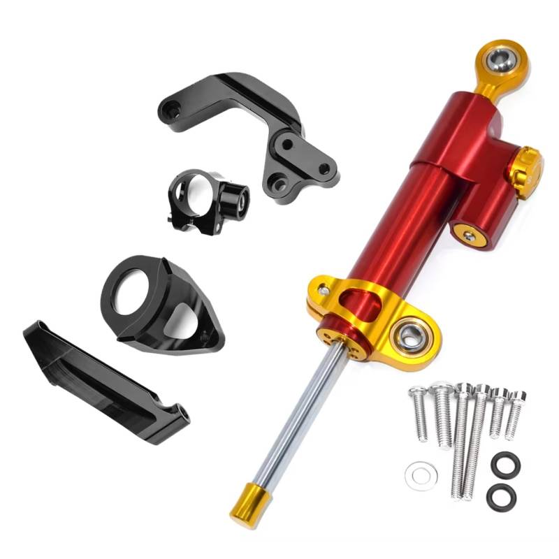 LISROEU Lenkungsstabilisator Kompatibel Mit Suzuki Für GSXR1000 2009–2015 Motorrad Dämpfer Lenkung Stabilisieren Montagehalterung Unterstützung Für Lineare Absorber(Red-Yellow) von LISROEU