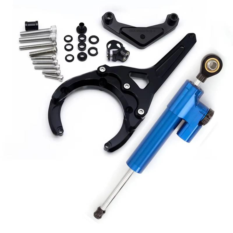 LISROEU Lenkungsstabilisator Kompatibel Mit Suzuki Für GSXS1000/F 2016–2024 Motorrad Stabilisierungsdämpfer Lenkungsdämpfer Halterung Montagesatz Universelles Zubehör(Blue) von LISROEU