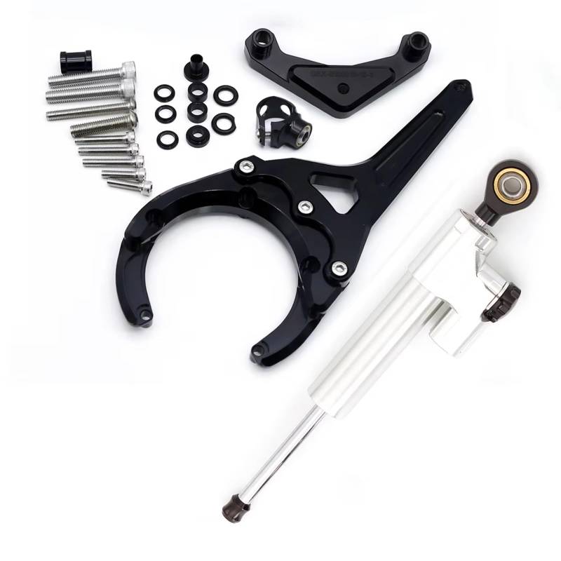 LISROEU Lenkungsstabilisator Kompatibel Mit Suzuki Für GSXS1000/F 2016–2024 Motorrad Stabilisierungsdämpfer Lenkungsdämpfer Halterung Montagesatz Universelles Zubehör(Silver) von LISROEU