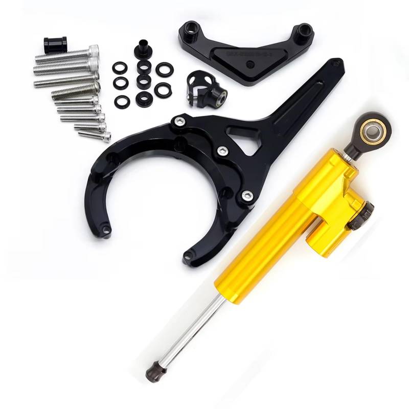 LISROEU Lenkungsstabilisator Kompatibel Mit Suzuki Für GSXS1000/F 2016–2024 Motorrad Stabilisierungsdämpfer Lenkungsdämpfer Halterung Montagesatz Universelles Zubehör(Yellow) von LISROEU