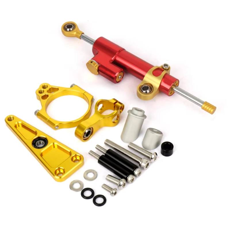 LISROEU Lenkungsstabilisator Kompatibel Mit X-ADV750 2017- Für NSS750 2021- Motorrad Lenkungsdämpfer Stabilisator Halterungs Montagesatz Verstellbar Universell(Red-Yellow) von LISROEU