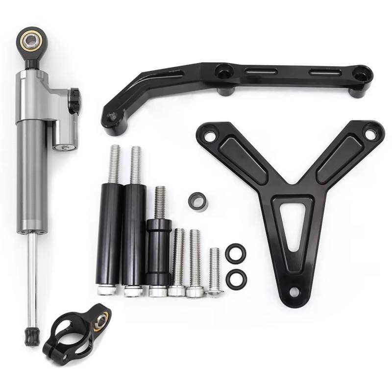 LISROEU Lenkungsstabilisator Kompatibel Mit Yamaha Für FJ-09 Für MT-09 Für Tracer 2021–2023 Motorrad Lenkungsdämpfer Stabilisatorhalterung Lenkerstabilisator Zubehör(Gray) von LISROEU