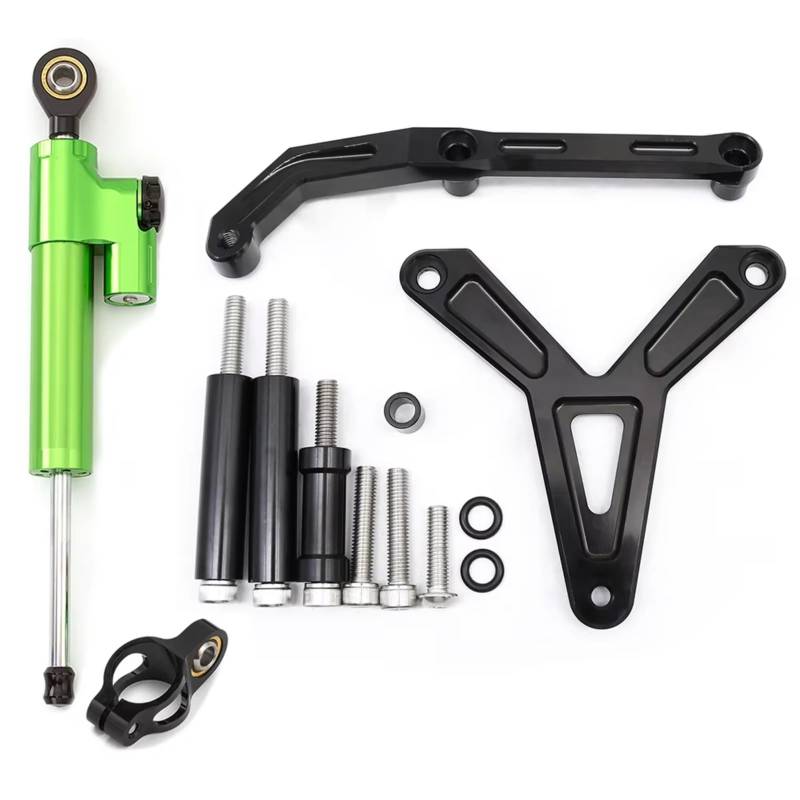 LISROEU Lenkungsstabilisator Kompatibel Mit Yamaha Für FJ-09 Für MT-09 Für Tracer 2021–2023 Motorrad Lenkungsdämpfer Stabilisatorhalterung Lenkerstabilisator Zubehör(Green) von LISROEU