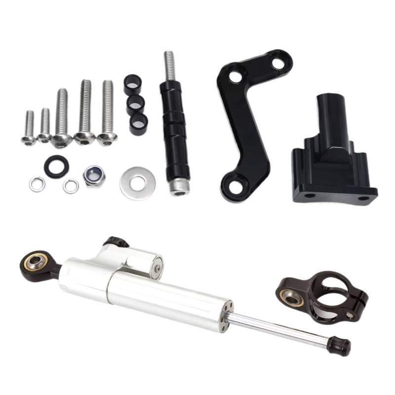 LISROEU Lenkungsstabilisator Kompatibel Mit Yamaha Für MT-03 2020–2023 Motorrad Lenkungsdämpfer Stabilisator Linearer Stoßdämpfer Montagesatz Universell(Silver) von LISROEU