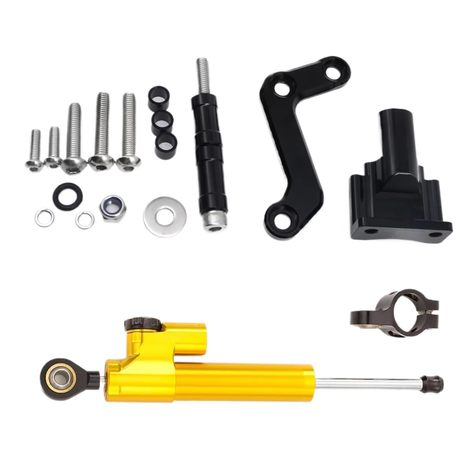 LISROEU Lenkungsstabilisator Kompatibel Mit Yamaha Für MT-03 2020–2023 Motorrad Lenkungsdämpfer Stabilisator Linearer Stoßdämpfer Montagesatz Universell(Yellow) von LISROEU