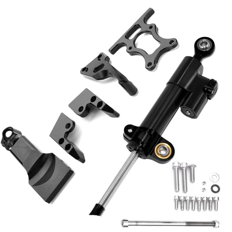 LISROEU Lenkungsstabilisator Kompatibel Mit Yamaha Für MT07 2013–2017 Motorrad-Dämpfer Lenkung Stabilisierende Montagehalterung Verstellbar Universelles Zubehör Verstellbar(Black) von LISROEU