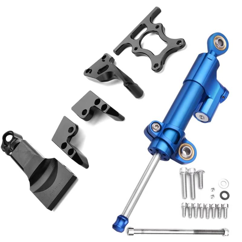LISROEU Lenkungsstabilisator Kompatibel Mit Yamaha Für MT07 2013–2017 Motorrad-Dämpfer Lenkung Stabilisierende Montagehalterung Verstellbar Universelles Zubehör Verstellbar(Blue) von LISROEU