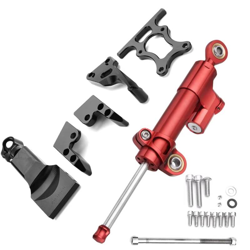 LISROEU Lenkungsstabilisator Kompatibel Mit Yamaha Für MT07 2013–2017 Motorrad-Dämpfer Lenkung Stabilisierende Montagehalterung Verstellbar Universelles Zubehör Verstellbar(Red) von LISROEU