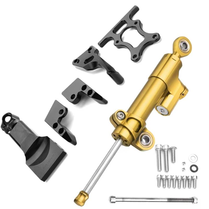LISROEU Lenkungsstabilisator Kompatibel Mit Yamaha Für MT07 2013–2017 Motorrad-Dämpfer Lenkung Stabilisierende Montagehalterung Verstellbar Universelles Zubehör Verstellbar(Yellow) von LISROEU