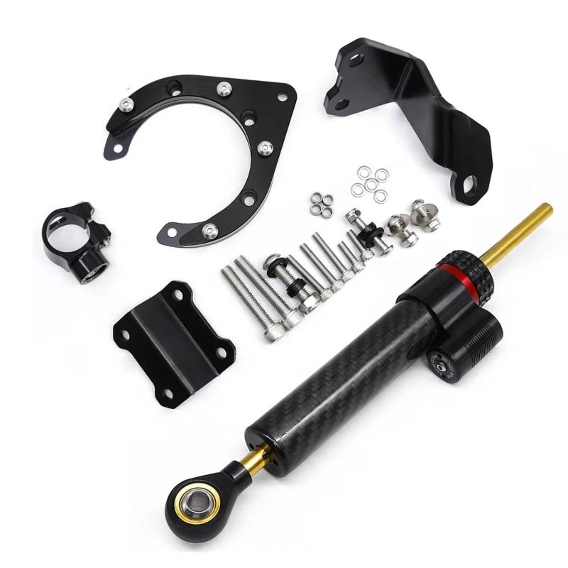 LISROEU Lenkungsstabilisator Kompatibel Mit Yamaha Für MT07 Für FZ07 2020–2023 Motorrad Lenkungsdämpfer Stabilisieren Den Dämpferhalterungs Montagesatz Universell(Black) von LISROEU