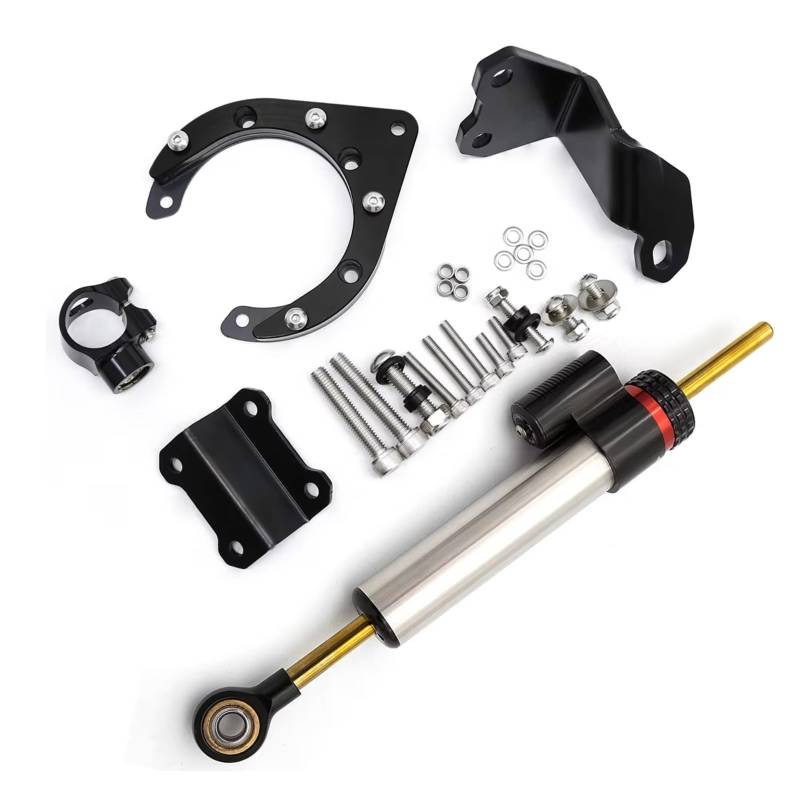 LISROEU Lenkungsstabilisator Kompatibel Mit Yamaha Für MT07 Für FZ07 2020–2023 Motorrad Lenkungsdämpfer Stabilisieren Den Dämpferhalterungs Montagesatz Universell(Silver) von LISROEU