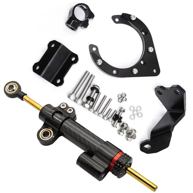 LISROEU Lenkungsstabilisator Kompatibel Mit Yamaha Für MT07 Für FZ07 2020–2023 Motorrad Lenkungsdämpfer Stabilisieren Den Halterungsmontagesatz Universell(Black) von LISROEU