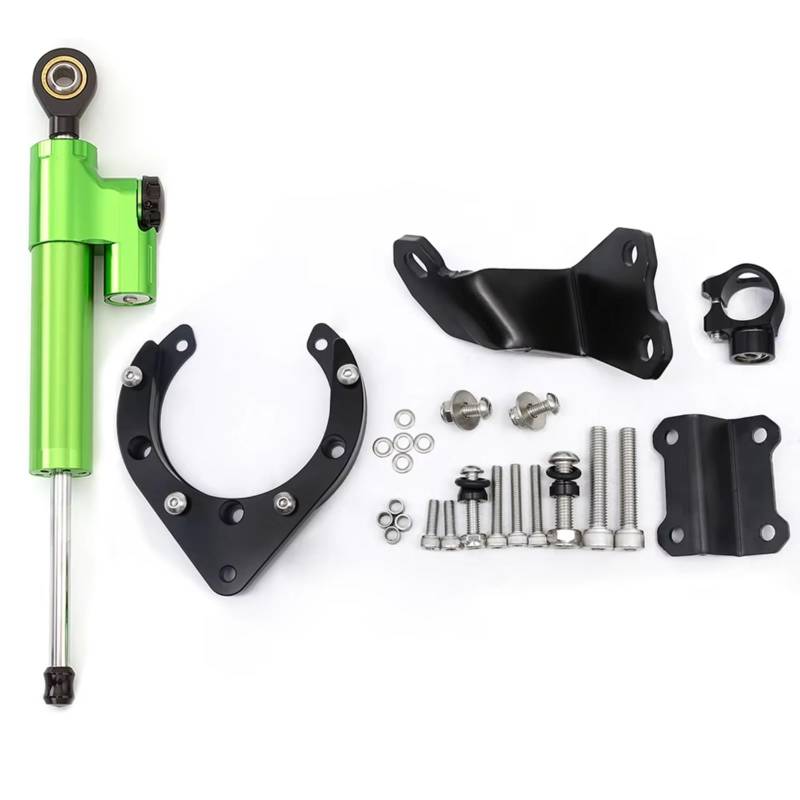 LISROEU Lenkungsstabilisator Kompatibel Mit Yamaha Für MT07 Für FZ07 2020–2023 Motorrad Lenkungsdämpfer Stabilisieren Lenkerstabilisatorhalterungs Kit(Green) von LISROEU