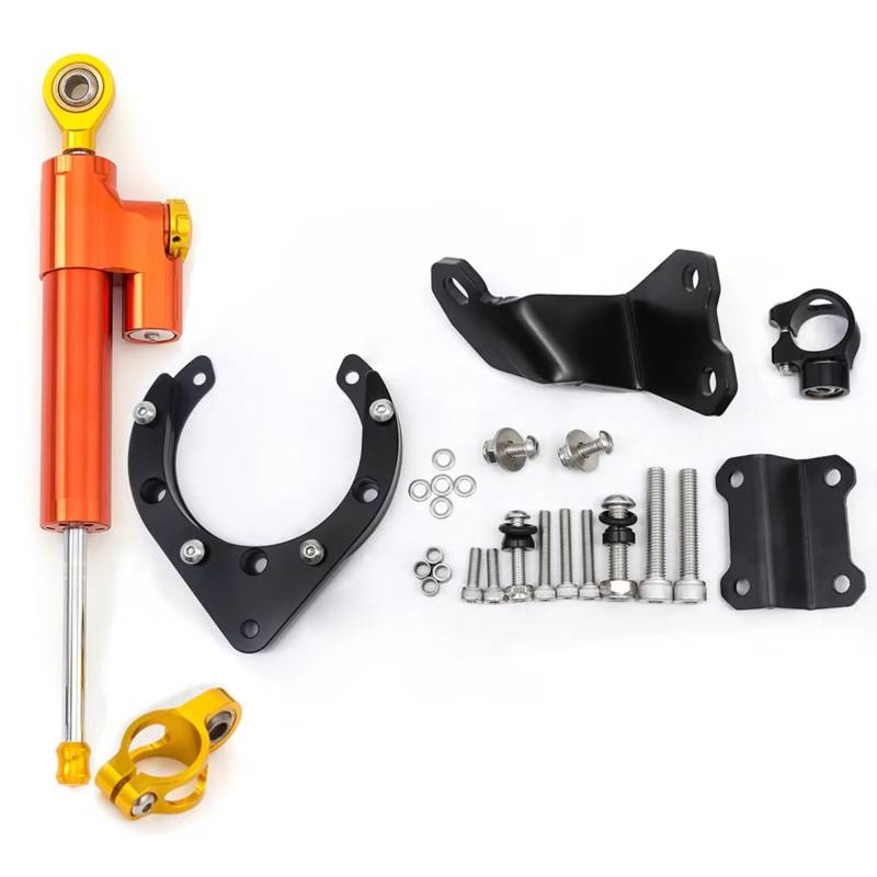 LISROEU Lenkungsstabilisator Kompatibel Mit Yamaha Für MT07 Für FZ07 2020–2023 Motorrad Lenkungsdämpfer Stabilisieren Universellen Linearen Stoßdämpfer(Orange) von LISROEU