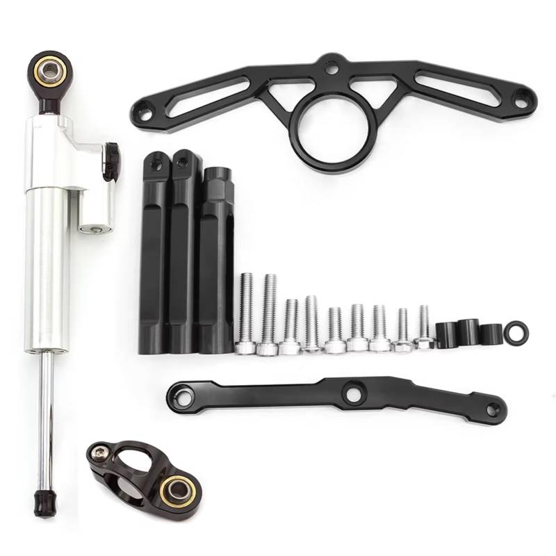 LISROEU Lenkungsstabilisator Kompatibel Mit Yamaha Für MT09 Für FZ09 2021–2023 Motorrad Lenkungsdämpfer Stabilisatorhalterung Unterstützungskit Teilezubehör(Silver) von LISROEU