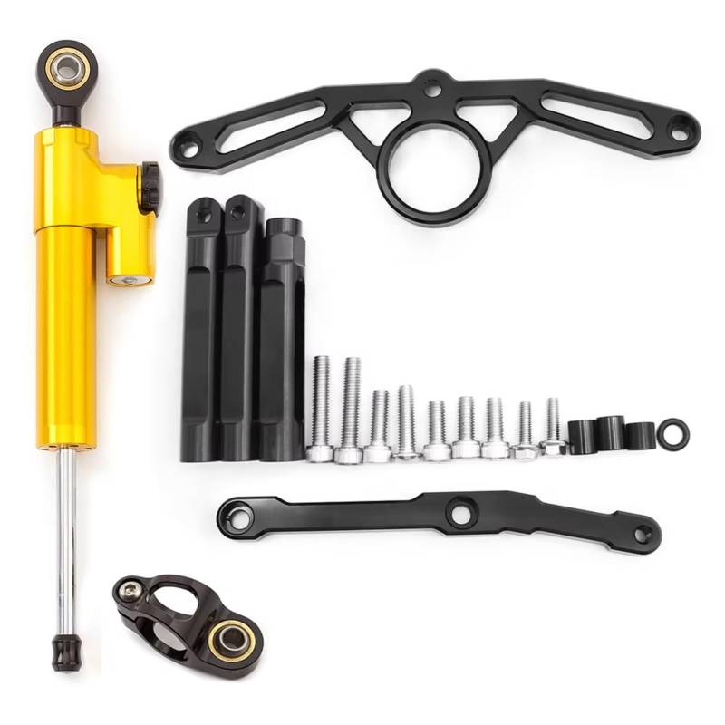 LISROEU Lenkungsstabilisator Kompatibel Mit Yamaha Für MT09 Für FZ09 2021–2023 Motorrad Lenkungsdämpfer Stabilisatorhalterung Unterstützungskit Teilezubehör(Yellow) von LISROEU
