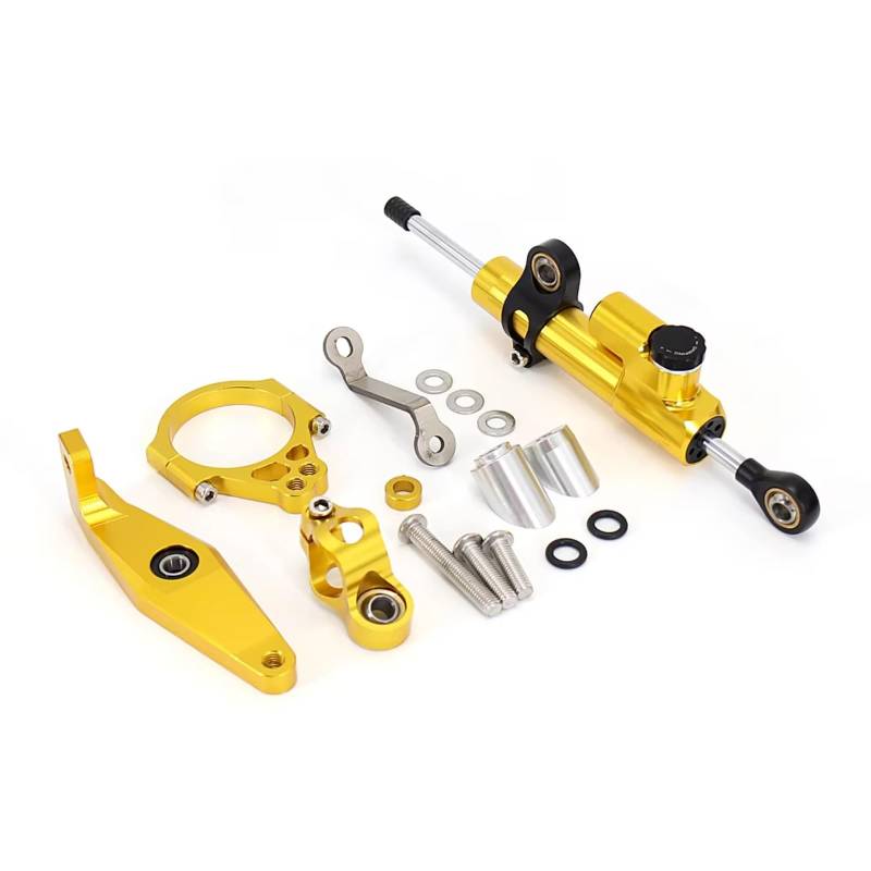 LISROEU Lenkungsstabilisator Kompatibel Mit Yamaha Für MT09 Für SP 2021 2022 2023 Lenkungsdämpfer Stabilisator Montagesatz Halterung Lenkerstabilisator Universalzubehör(Yellow) von LISROEU